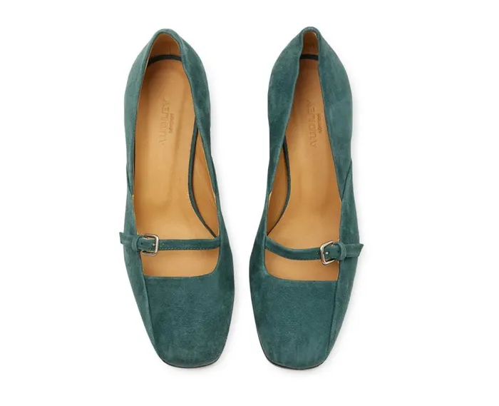 Audley Shoes Mid Heel Leather Shoe Kiana Blue Women Medium Heel