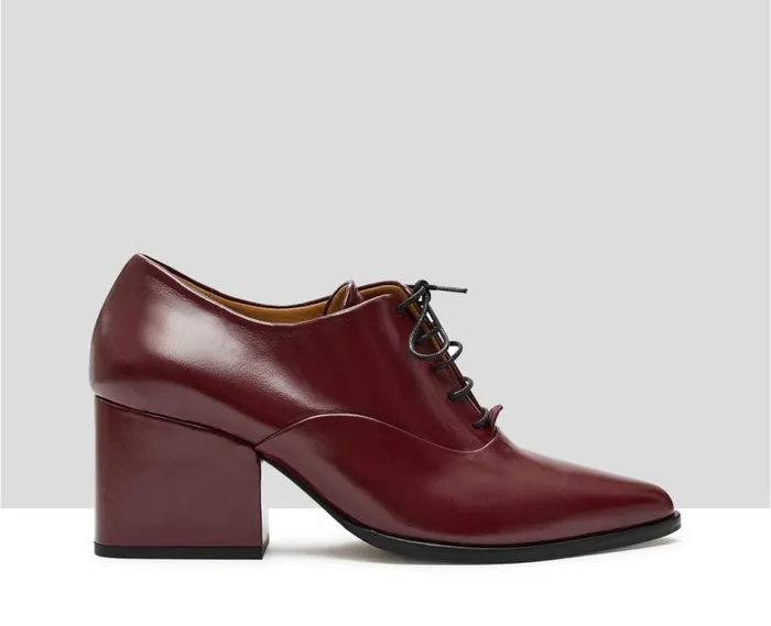 Audley Shoes Mid Heel Leather Shoe Kichi Burdeos Women Medium Heel