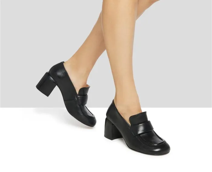 Audley Shoes Mid Heel Leather Shoe Kira Black Women Medium Heel