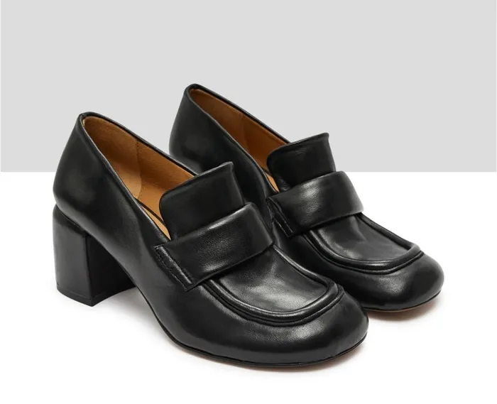 Audley Shoes Mid Heel Leather Shoe Kira Black Women Medium Heel