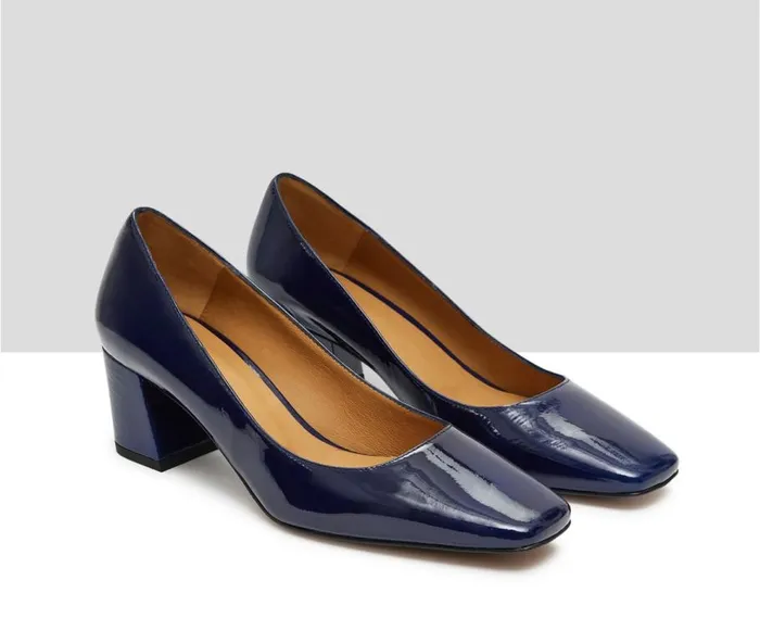 Audley Shoes Mid Heel Leather Shoe Kristal Blue Women Medium Heel
