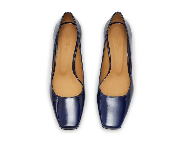 Audley Shoes Mid Heel Leather Shoe Kristal Blue Women Medium Heel
