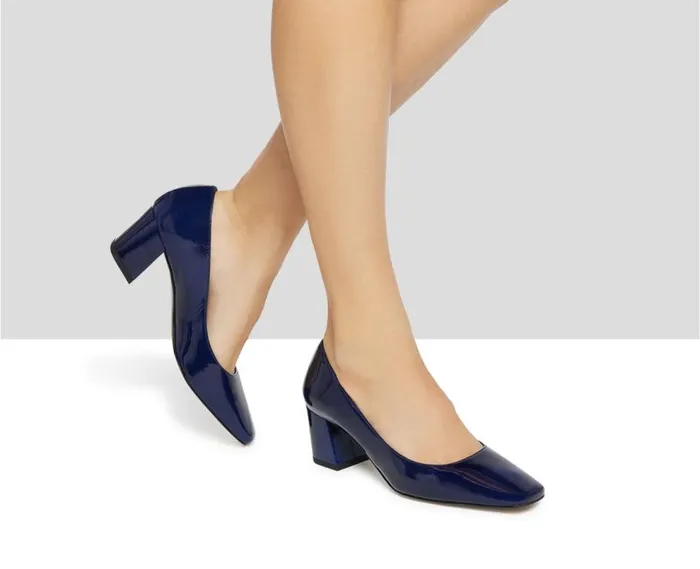 Audley Shoes Mid Heel Leather Shoe Kristal Blue Women Medium Heel