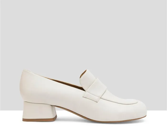 Audley Shoes Mid Heel Leather Shoe Lanai White Women Medium Heel