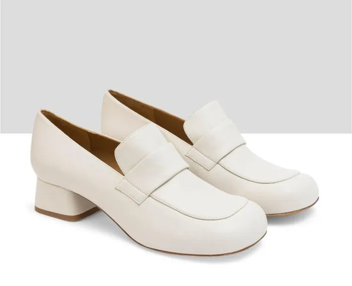 Audley Shoes Mid Heel Leather Shoe Lanai White Women Medium Heel