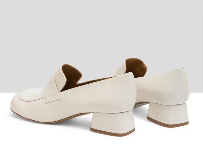 Audley Shoes Mid Heel Leather Shoe Lanai White Women Medium Heel