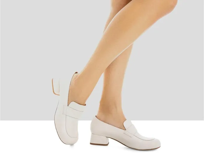 Audley Shoes Mid Heel Leather Shoe Lanai White Women Medium Heel