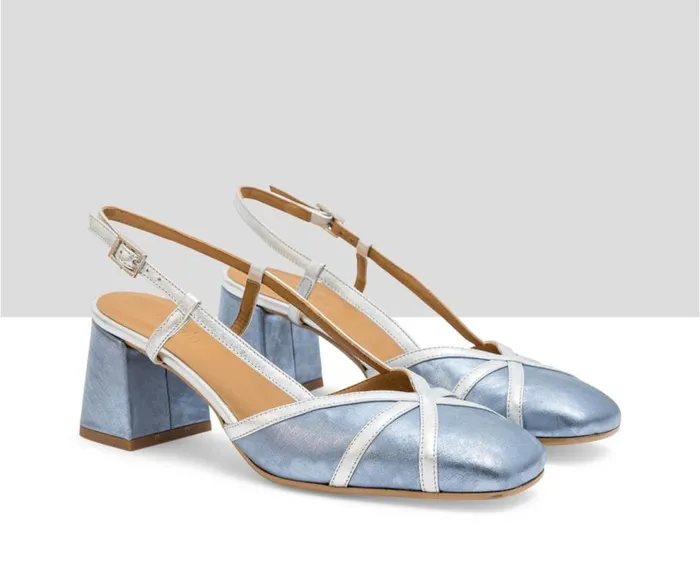 Audley Shoes Mid Heel Leather Shoe Luna Blue Women Medium Heel