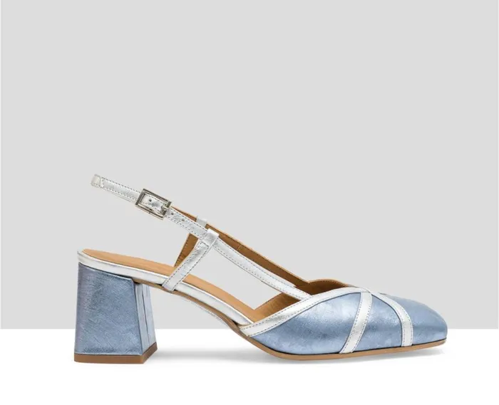 Audley Shoes Mid Heel Leather Shoe Luna Blue Women Medium Heel