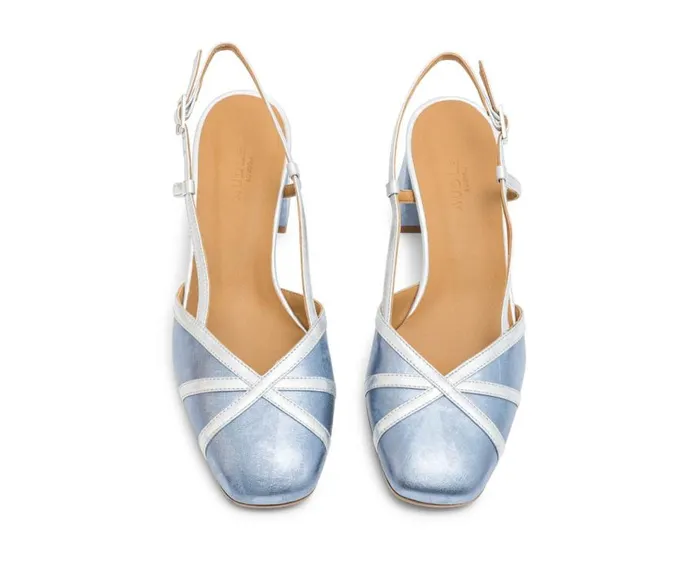 Audley Shoes Mid Heel Leather Shoe Luna Blue Women Medium Heel