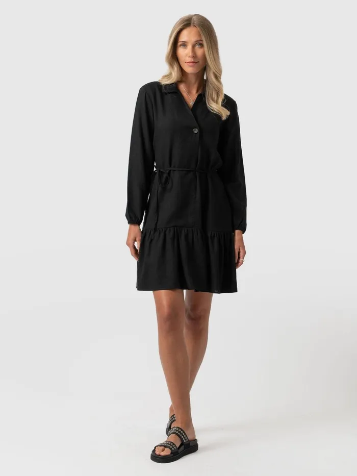 Aurelia Mini Linen Dress 8211 Black Black Women Saint And Sofia Dresses