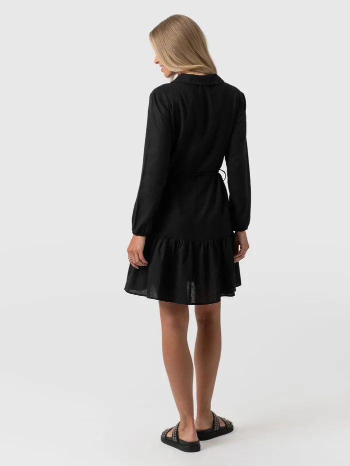 Aurelia Mini Linen Dress 8211 Black Black Women Saint And Sofia Dresses
