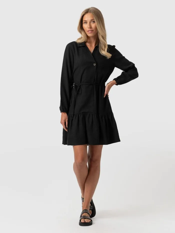 Aurelia Mini Linen Dress 8211 Black Black Women Saint And Sofia Dresses