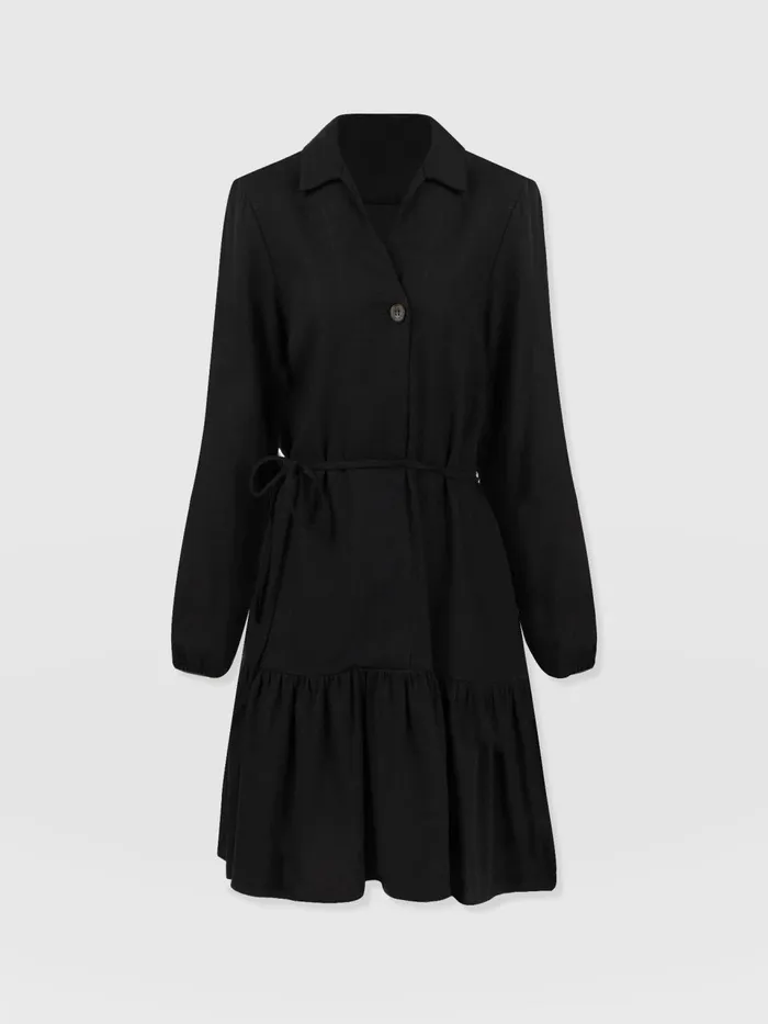 Aurelia Mini Linen Dress 8211 Black Black Women Saint And Sofia Dresses