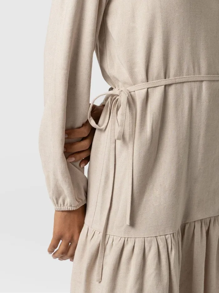 Aurelia Mini Linen Dress 8211 Oatmeal Oatmeal Women Saint And Sofia Dresses