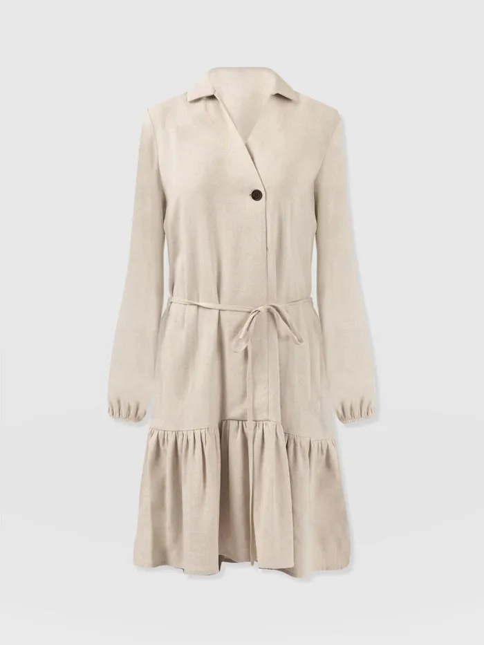 Aurelia Mini Linen Dress 8211 Oatmeal Oatmeal Women Saint And Sofia Dresses