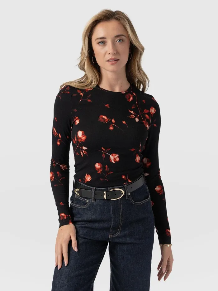Austen Crew Neck Long Sleeve Tee 8211 Dark Roses Dark Roses Women Saint And Sofia TShirts and Tanks Austen Crew Neck Long Sleeve Tee 8211 Dark Roses Dark Roses Women Saint And Sofia TShirts and Tanks