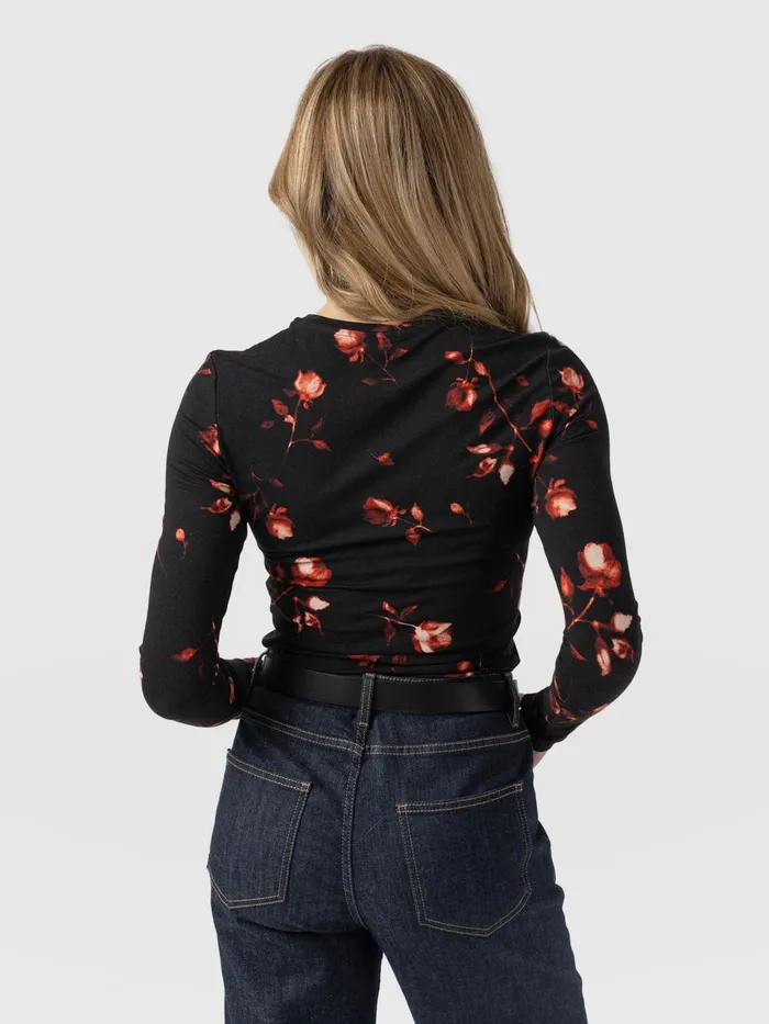 Austen Crew Neck Long Sleeve Tee 8211 Dark Roses Dark Roses Women Saint And Sofia TShirts and Tanks