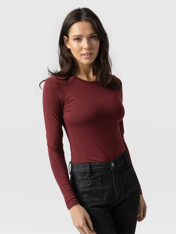 Austen Crew Neck Tee 8211 Burgundy Burgundy Women Saint And Sofia TShirts and Tanks