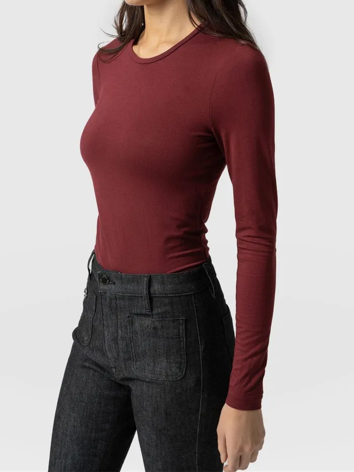 Austen Crew Neck Tee 8211 Burgundy Burgundy Women Saint And Sofia TShirts and Tanks