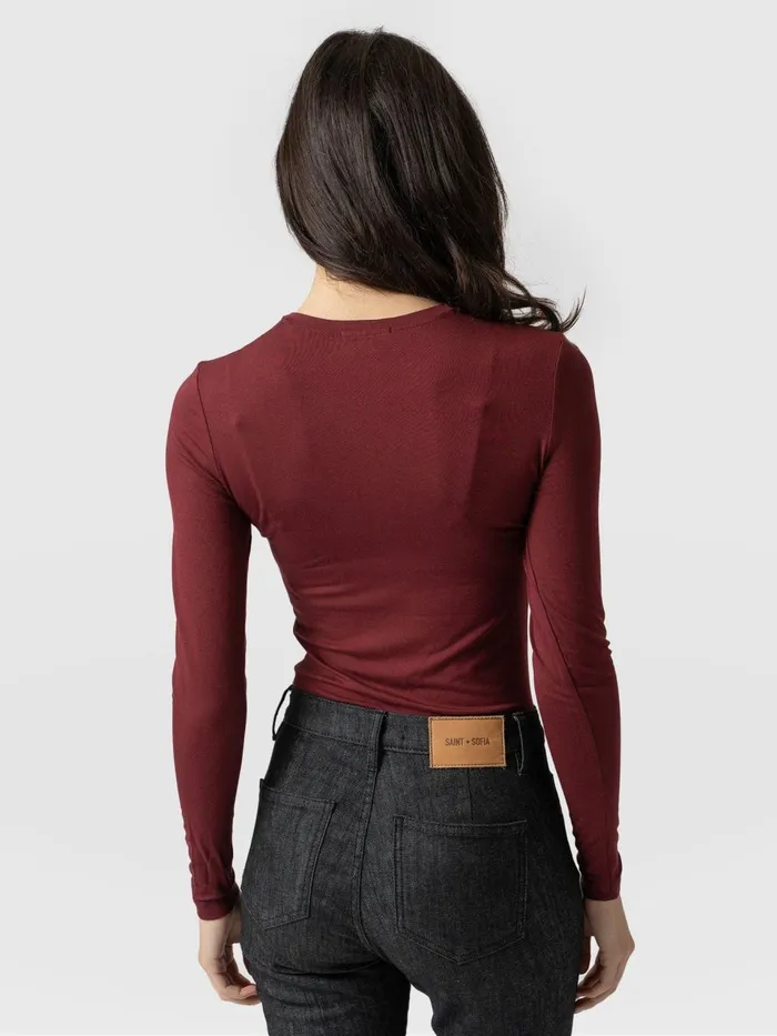 Austen Crew Neck Tee 8211 Burgundy Burgundy Women Saint And Sofia TShirts and Tanks