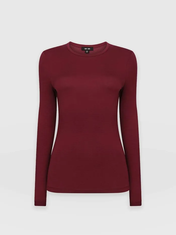 Austen Crew Neck Tee 8211 Burgundy Burgundy Women Saint And Sofia TShirts and Tanks