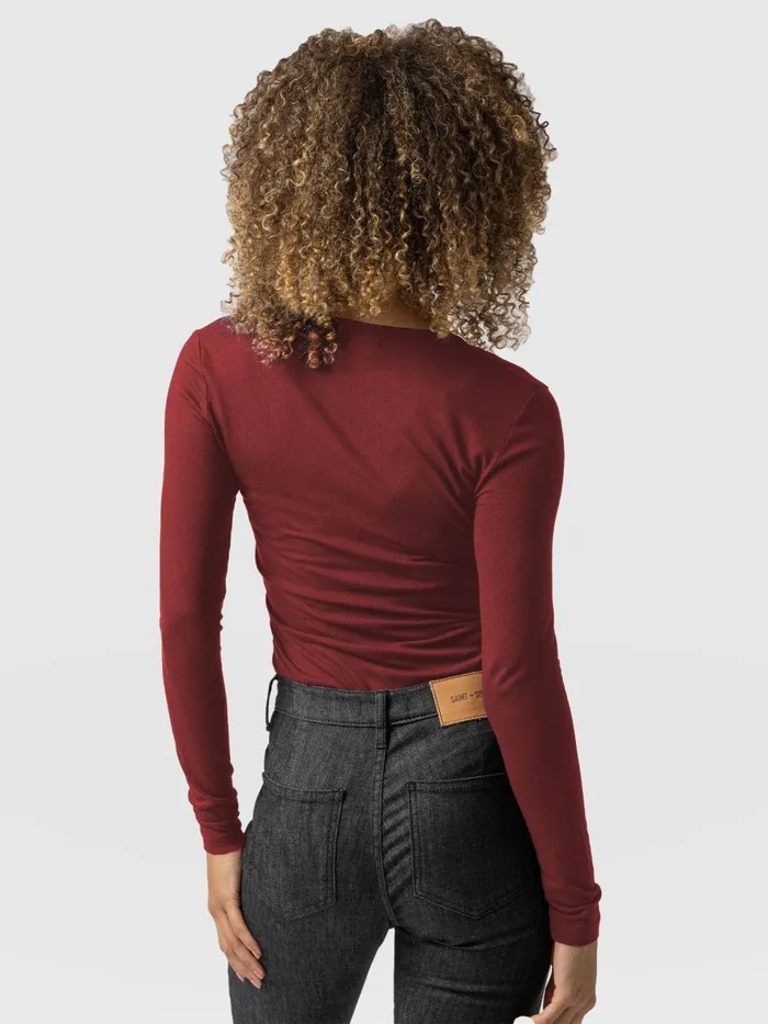 Austen V Neck Tee 8211 Burgundy Burgundy Women Saint And Sofia Casual Tops