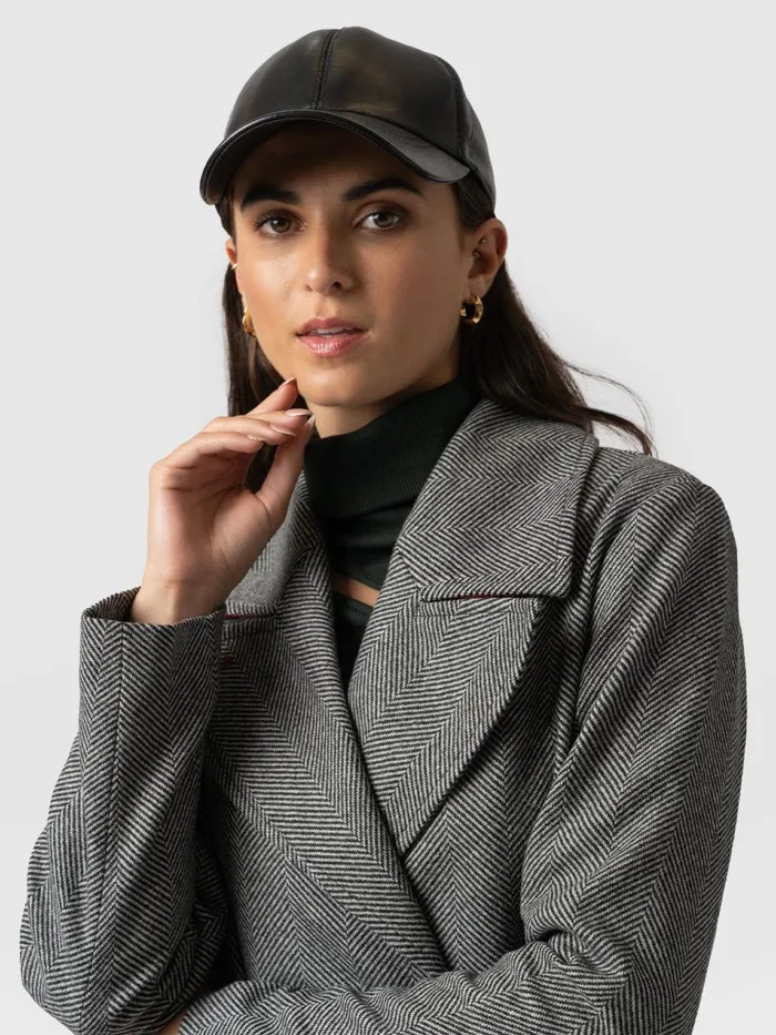 Avalon Leather Baseball Cap 8211 Black Black Women Saint And Sofia Scarves and Hats