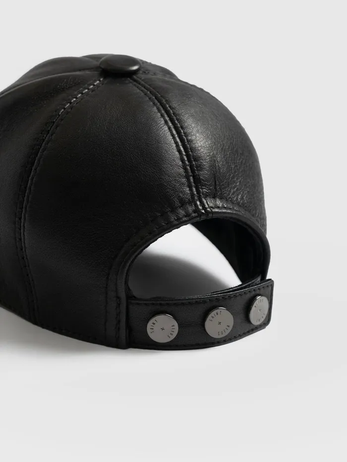 Avalon Leather Baseball Cap 8211 Black Black Women Saint And Sofia Scarves and Hats
