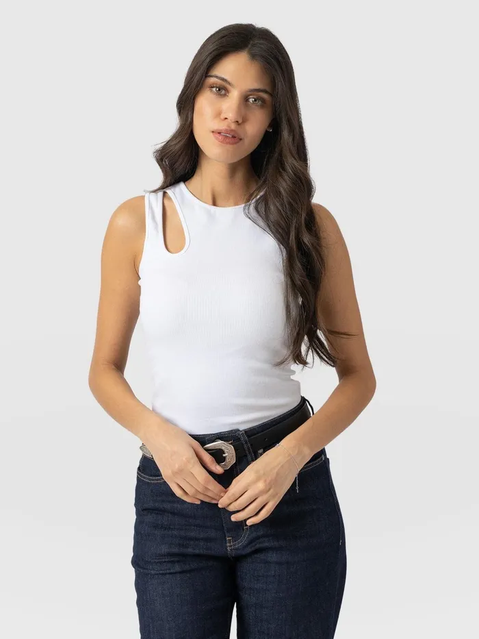 Axel Cut Out Vest 8211 White White Women Saint And Sofia TShirts and Tanks