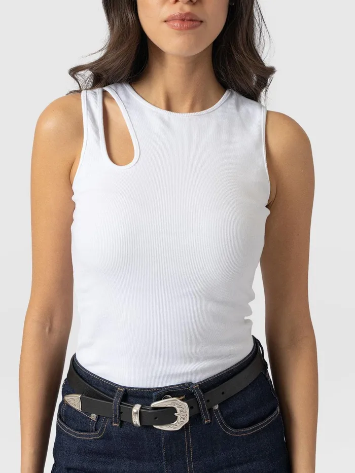 Axel Cut Out Vest 8211 White White Women Saint And Sofia TShirts and Tanks