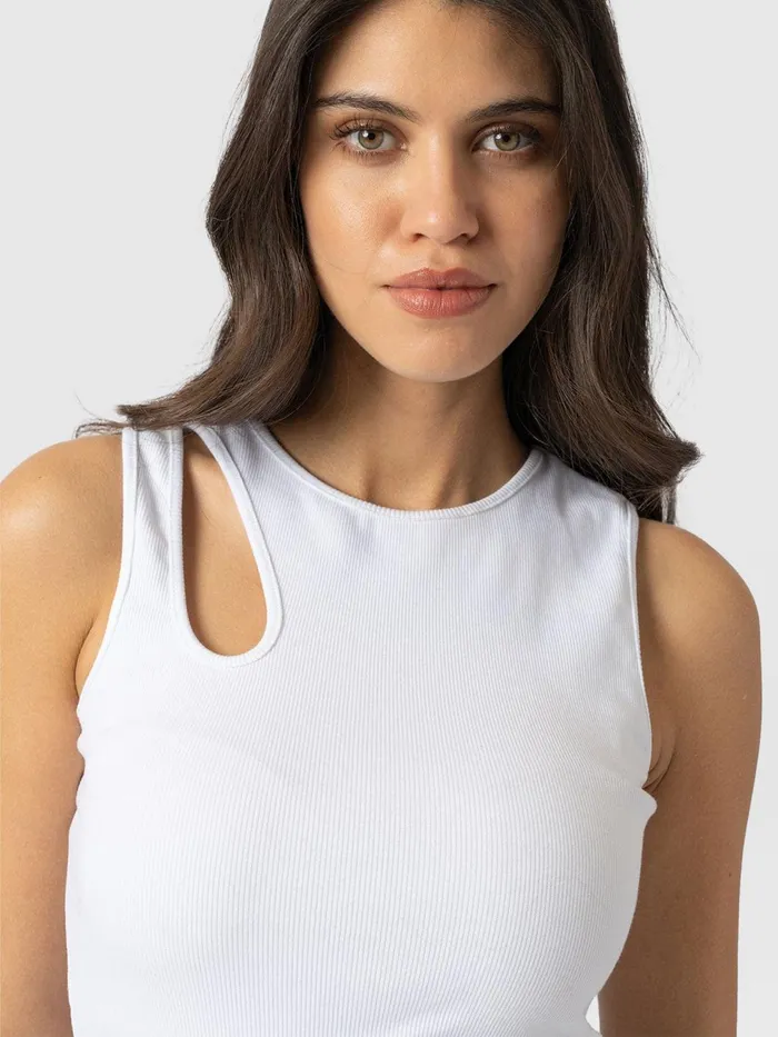 Axel Cut Out Vest 8211 White White Women Saint And Sofia TShirts and Tanks