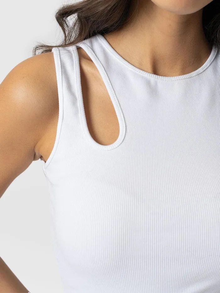 Axel Cut Out Vest 8211 White White Women Saint And Sofia TShirts and Tanks