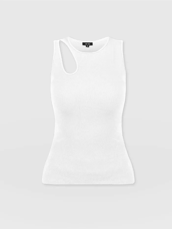 Axel Cut Out Vest 8211 White White Women Saint And Sofia TShirts and Tanks