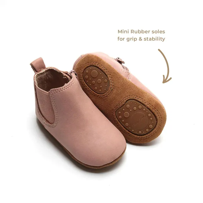 Baby Nisolo Baby Toddler and Kids Shoes Soft Sole Waxed Leather Chelsea Boot Antelope Pink