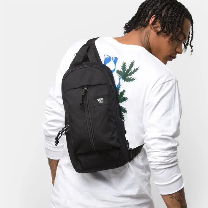 Backpacks and Bags Men Vans Warp Sling Bag Black Ripstop