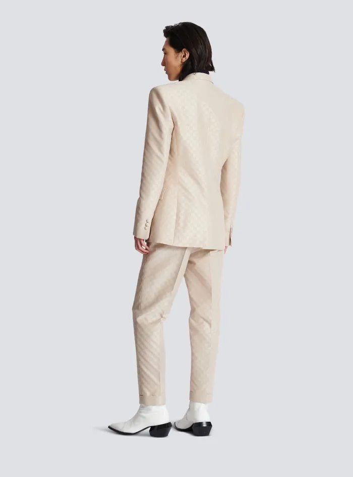 Balmain 1button Jacket In PB Labyrinth Jacquard Beige Men Jackets And Blazers
