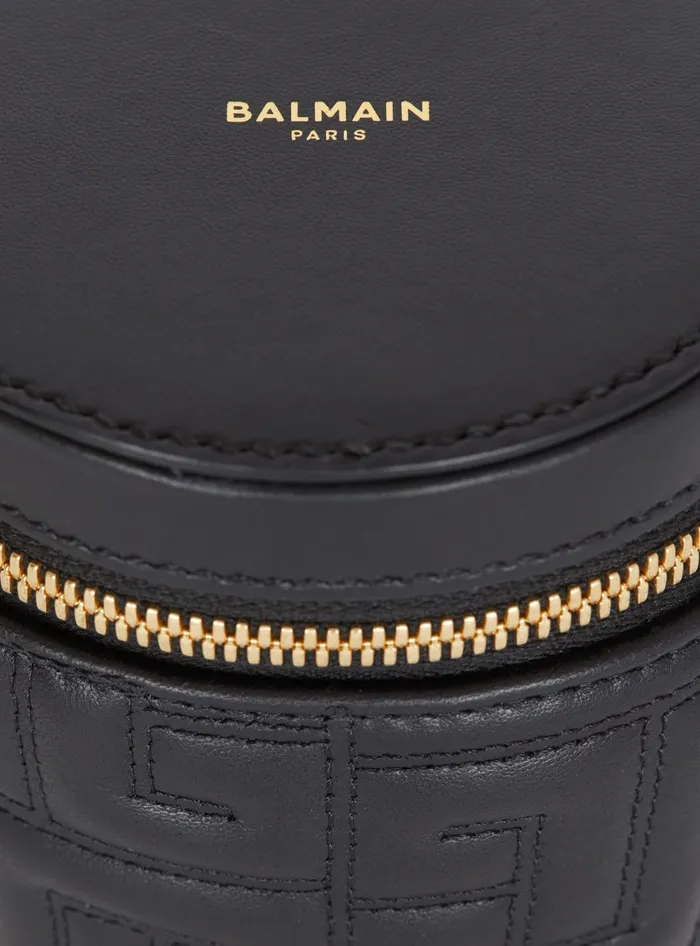 Balmain 1945 Quilted Leather Minaudiegravere Bag Black WomenMen Small Leather Goods