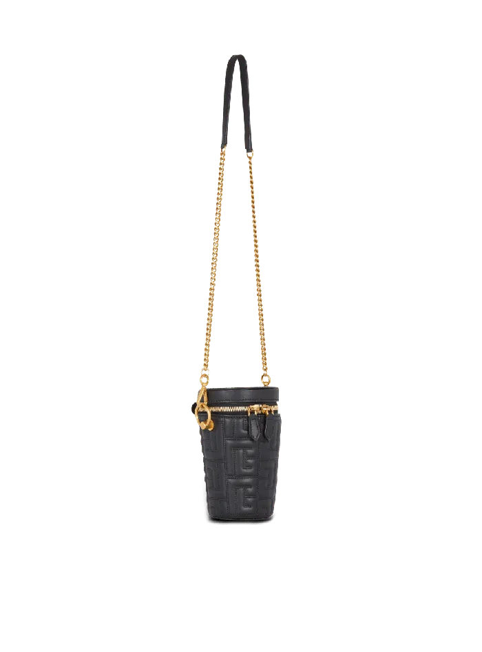 Balmain 1945 Quilted Leather Minaudiegravere Bag Black WomenMen Small Leather Goods