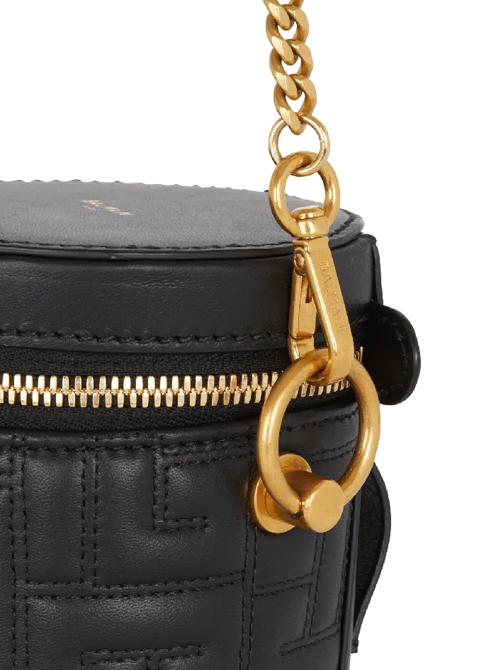Balmain 1945 Quilted Leather Minaudiegravere Bag Black WomenMen Small Leather Goods