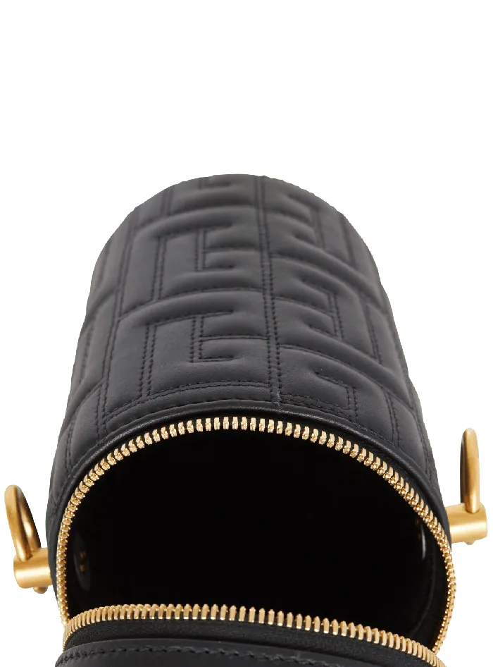 Balmain 1945 Quilted Leather Minaudiegravere Bag Black WomenMen Small Leather Goods