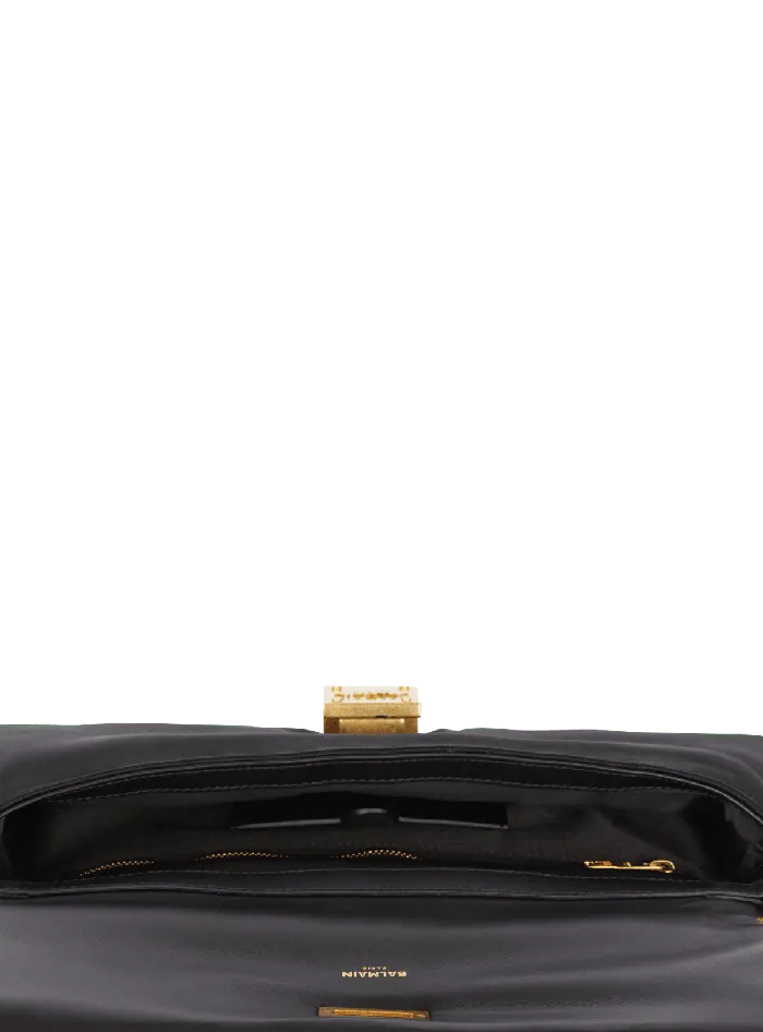 Balmain 1945 Soft Embroidered Satin Clutch Black Women Clutches