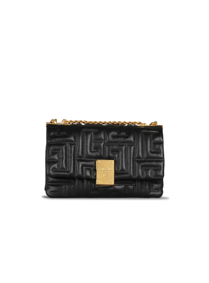 Balmain 1945 Soft Small Bag In Quilted Leather Black Women Crossbody Bags