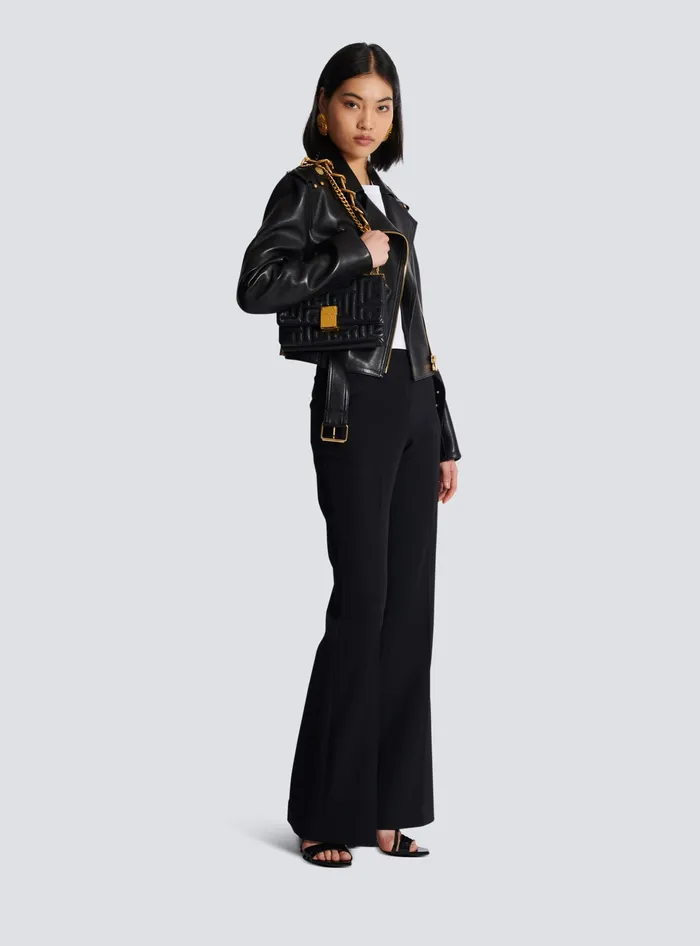 Balmain 1945 Soft Small Bag In Quilted Leather Black Women Crossbody Bags