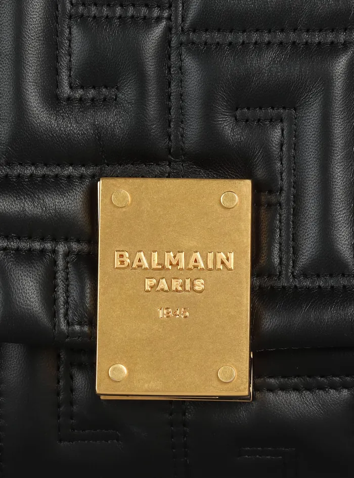Balmain 1945 Soft Small Bag In Quilted Leather Black Women Crossbody Bags