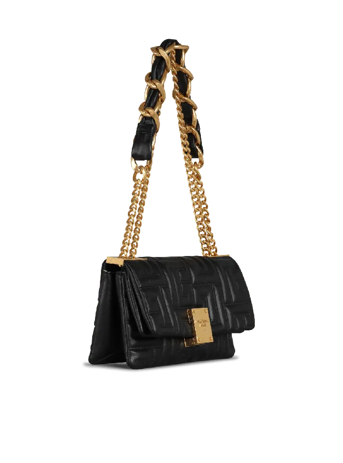 Balmain 1945 Soft Small Bag In Quilted Leather Black Women Crossbody Bags