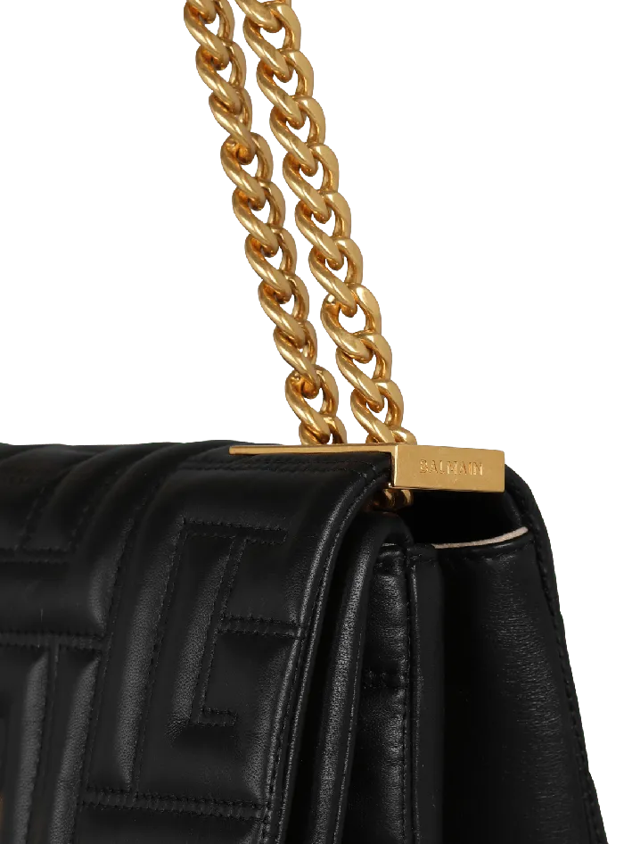 Balmain 1945 Soft Small Bag In Quilted Leather Black Women Crossbody Bags