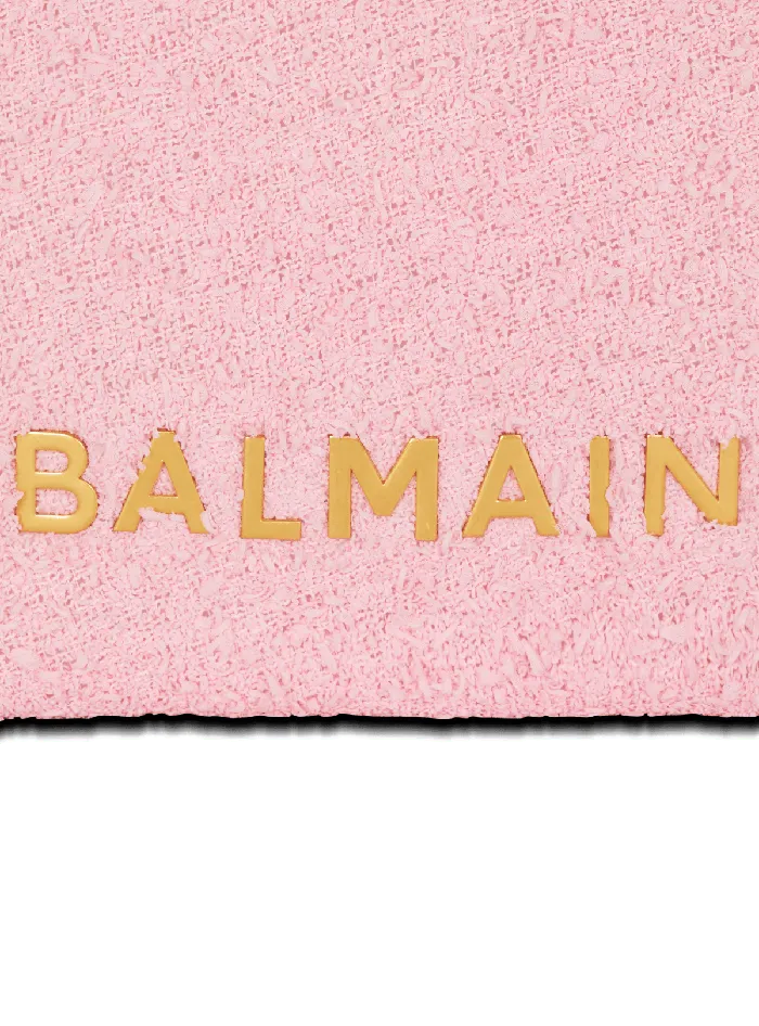 Balmain 1945 Soft Tweed Tote Bag Pink Women Shoulder Bags