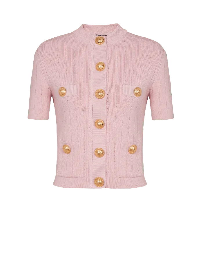 Balmain 4pocket Knitted Cardigan Pink Women Knitwear