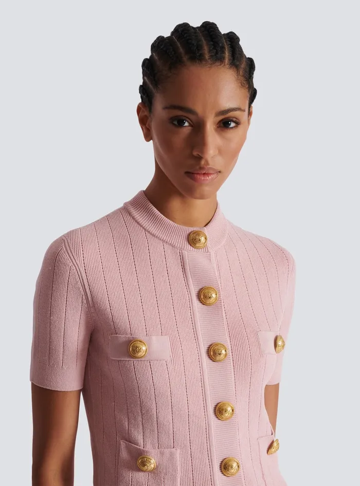 Balmain 4pocket Knitted Cardigan Pink Women Knitwear